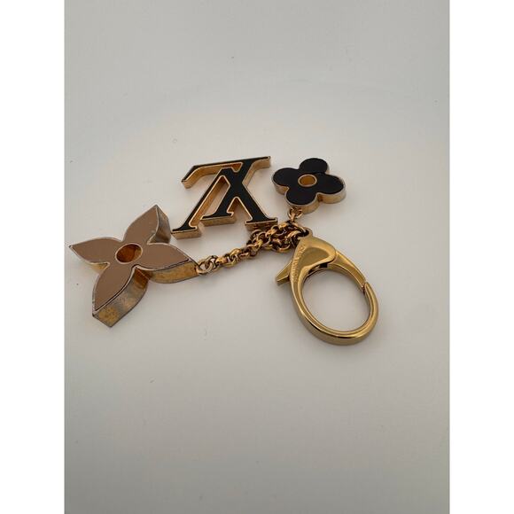 Louis Vuitton Fleur de Monogram Bag Charm โ Gold & Black - Picture 2 of 4